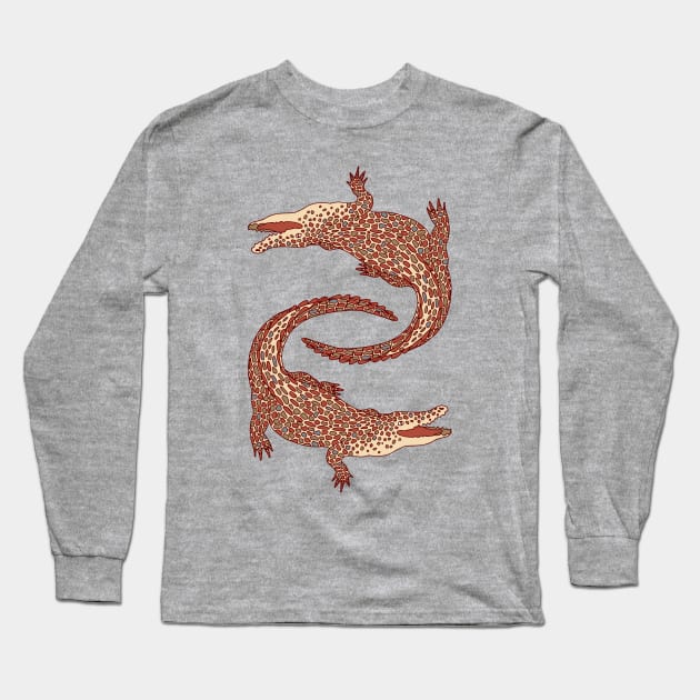 Crocodiles (Calm Beige and Gray Palette) Long Sleeve T-Shirt by illucalliart